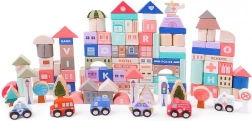 Wooden Educational Blocks City with Base 115 pcs ECOTOYS