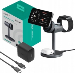 Aukey MagFusion 3 in 1 Wireless Charger, 15W Grey