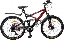 Mountainbike MalTrack 26" aus Stahl, schwarz‑rot‑silbern