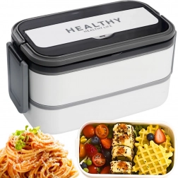 Stapelbare Bento-Box mit Trennwänden 1400 ml mit Besteck