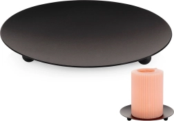 Sous-plat en métal pour bougie noir 12 cm