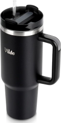 Mug isotherme en acier inoxydable avec anse 1,2 l noir