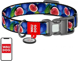 Nylon hondenhalsband Waudog met QR-code en vijgenmotief, maat XL