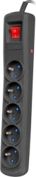 Surge-protected extension power strip NATEC Bercy 400, 5 sockets, 1.5 m cable, black