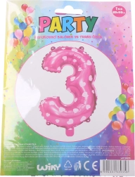 Inflatable balloon number 1 with hearts – Pink