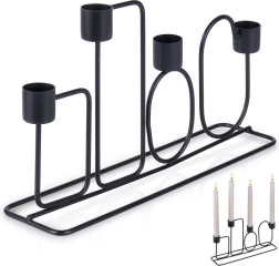 Metalen zwarte kandelaar voor 4 lange kaarsen 27 × 7 × 16 cm