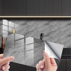 Panneaux muraux auto-adhésifs effet marbre 30 × 15 cm, lot de 16 pièces