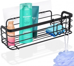 Metall-Duschablage für das Badezimmer, selbstklebend, schwarz 29,5 × 10,5 × 8 cm