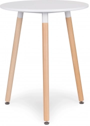 ModernHome skandinavischer runder Tisch 60 cm, weiße Platte und Buchenbeine