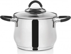Casserole en acier inoxydable avec couvercle en verre Dalie 16 cm, 2,4 l