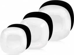 Glas-Tafelservice LUNA, weiß/schwarz, 18-teilig