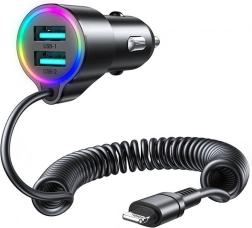 Autoladegerät Joyroom mit 2x USB und Lightning-Kabel schwarz
