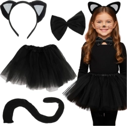 Costume de chat pour enfant Kruzzel, noir, 4 pièces