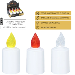 Bougie LED pour lampe funéraire avec flamme vacillante 10,5 cm – assortiment de couleurs