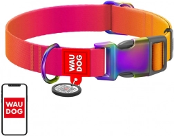 WAUDOG Nylon-Halsband für Hunde mit QR-Code, orange, Gr. L