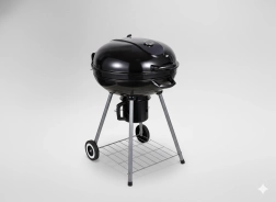 Runder Holzkohlegrill mit Deckel, Aschebehälter und Rädern 66 × 57 × 85 cm
