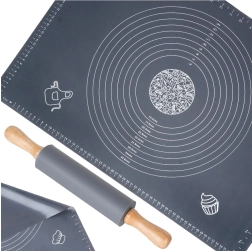 Silicone pastry mat with rolling pin 64 × 45 cm, 2-piece set VILDE