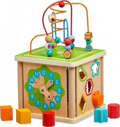 Wooden 5-in-1 Activity Cube LUCY & LEO with Clock