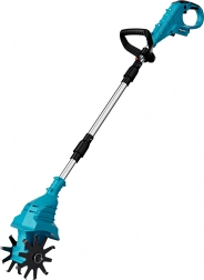 Cultivateur de jardin pliable sur batterie avec manche télescopique, 2× batteries