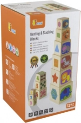 Stacking wooden blocks with animals, numbers and shapes VIGA