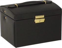 Schwarze Schmuckschatulle mit Schubladen und Spiegel