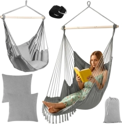 Hanging 2-in-1 Hammock Chair with Cushions, Grey GARDLOV
