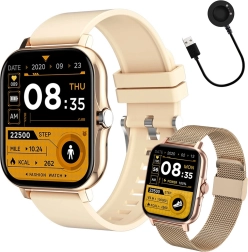 Unisex-Smartwatch mit Silikonarmband, Sport, Bluetooth-Anrufe, gold