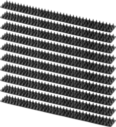 Plastic anti-bird spikes, black, 50 × 4.3 cm, set of 10