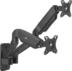 Wall-mounted dual monitor arm 17–32" with spring system, 9 kg per monitor