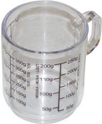 Verre doseur avec poignée 0,25 l en plastique transparent