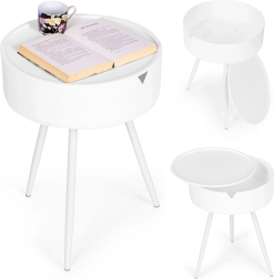 Round Nightstand with Removable Plastic Top ModernHome