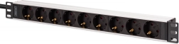 Rack PDU-strip 19" met 9 SCHUKO-stopcontacten (45°), IEC C20-invoer, 2 m kabel, 16 A, aluminium