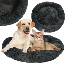 panier rond en peluche pour chiens et chats 100 cm, gris foncé