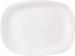 Assiette de service rectangulaire en verre blanc 28 × 21 cm