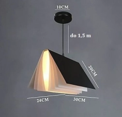 Stylish pendant lamp - book, black