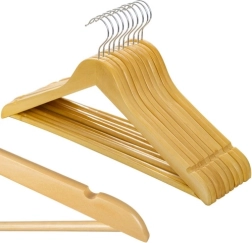 Wooden clothing hangers RUHHY, 10 pcs