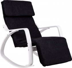 Schaukelstuhl mit verstellbarer Fußstütze von ModernHome in Weiß und Schwarz