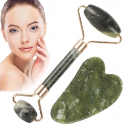 Jade gezichtsmassageroller en gua sha set