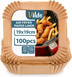 Papieren inlegvellen voor heteluchtfriteuse 19 × 19 cm, 100 stuks