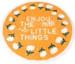 Runder rutschfester Teppich 80 x 80 cm – Muster Flowers, gelb