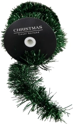 Dark green Christmas tinsel garland 9 cm x 10 m