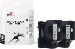 Band für DYMO 12 mm x 7 m, schwarzer Druck auf weißem Hintergrund, 2 Stk.