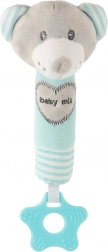 Baby pluche piep- en rammelspeeltje met bijtring BABY MIX – beertje, mint
