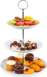 Porseleinen drielaagse etagère 34 cm wit