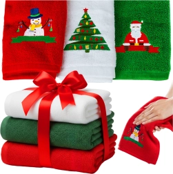 Weihnachtliche Baumwollhandtücher Ruhhy, Set 3 Stk. mit Stickerei 30 × 40 cm
