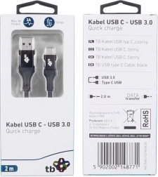 USB Cable USB 3.0 - USB-C 2m Premium 3A Black