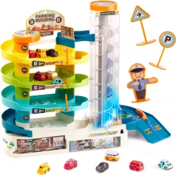 Parkeergarage met 4 verdiepingen, elektrische lift en 6 autootjes