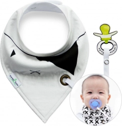 Sling / bib with pacifier holder - white