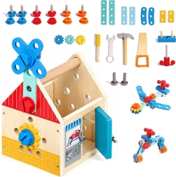 Holzhäuschen mit Werkzeug für kleine Heimwerker ECOTOYS