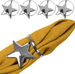 Metallserviettenringe mit silbernen Sternen, 4 cm, Set mit 4 Stück
